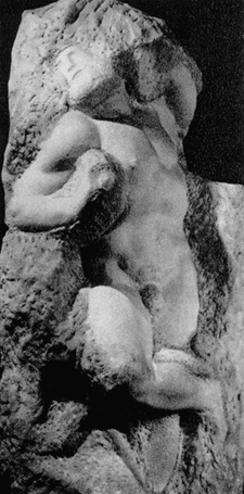 Michelangelo's sculpture 'The Dying Slave' (detail) A man emerging from stone